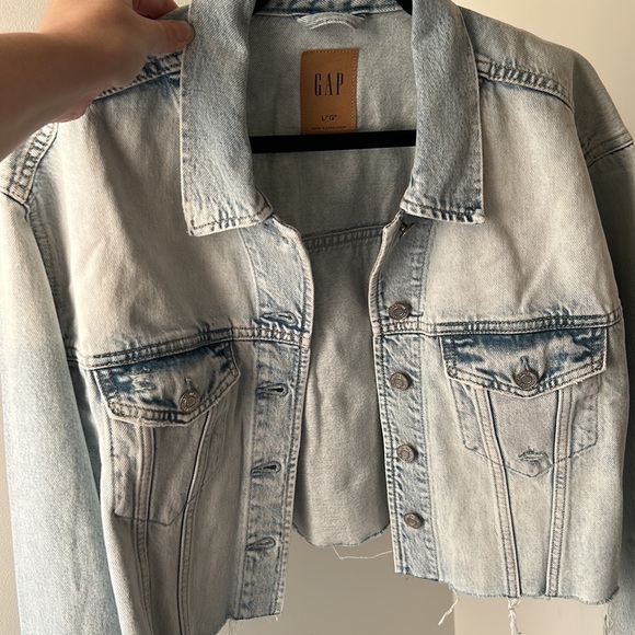 GAP washwell cropped oversized denim jacket Large Petite - Picture 5 of 7